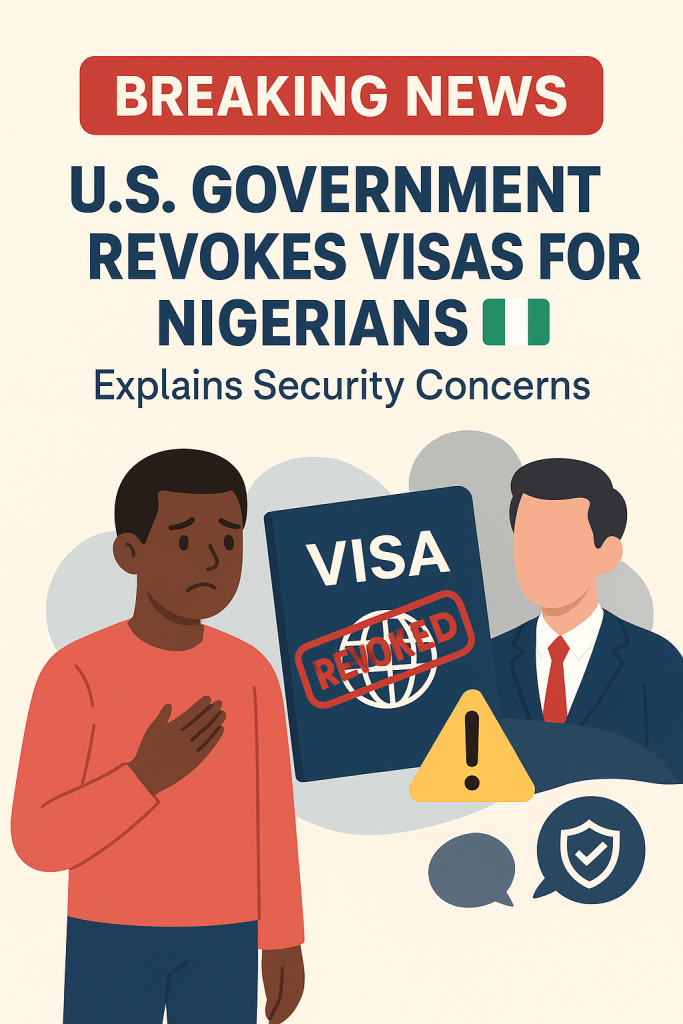 BREAKING NEWS: U.S. Government Revokes Visas for Nigerians – Explains Security Concerns